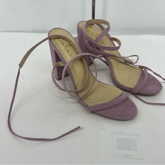 Lulu's lavender Lace-Up Block Heels - Picture 4 of 13
